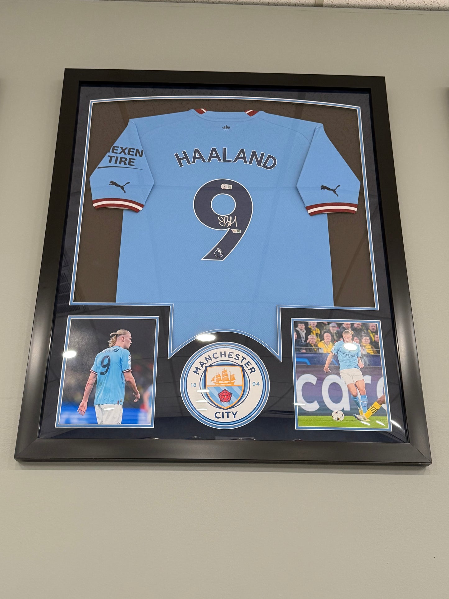Erling Haaland Man City Fanatics COA Blue Puma Signed Framed Jersey