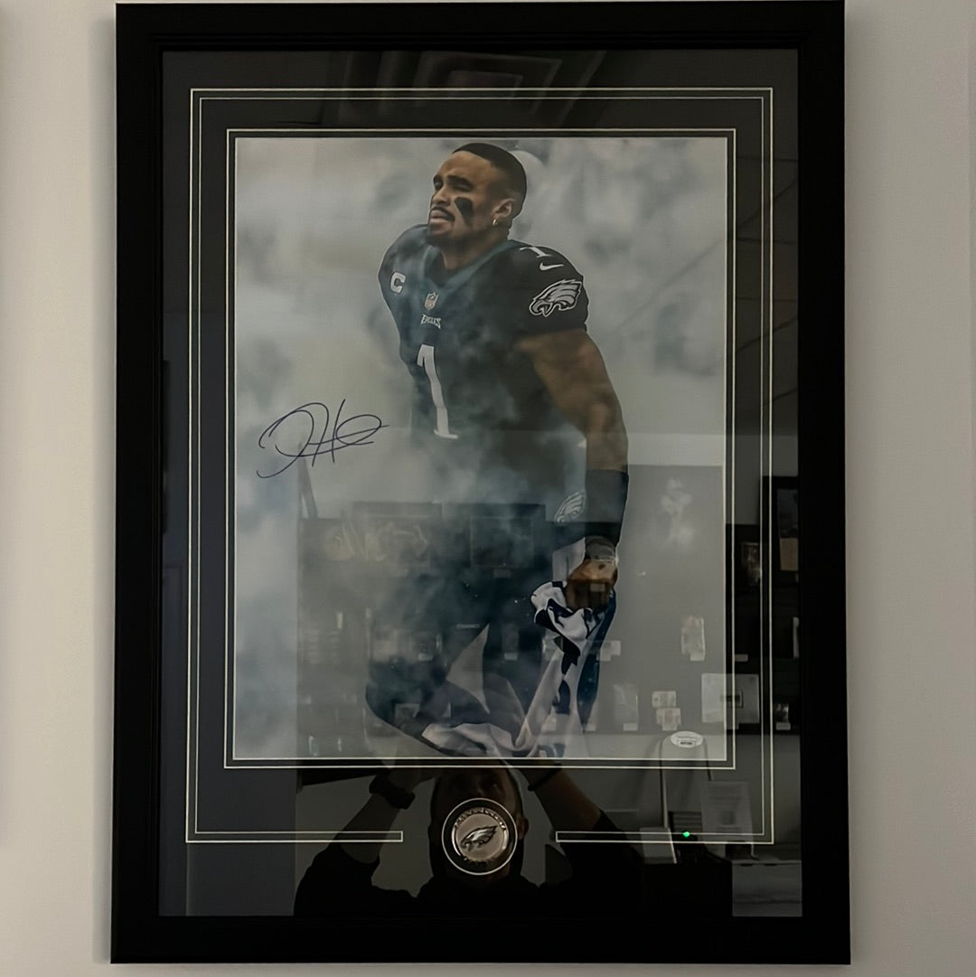 Jalen Hurts 16x 20 JSA Signed Framed Picture