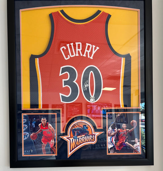 Stephen Curry 2009-10 GSW Rookie NBA Swingman Signed Jersey Framed Dual COA