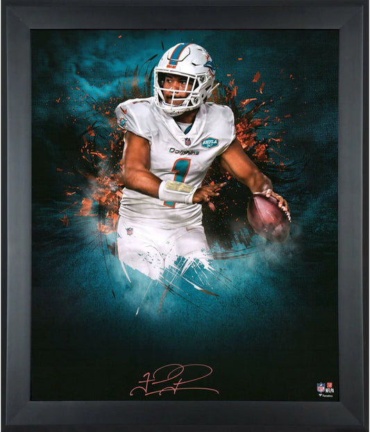 Tua Tugovailoa Signed Fanatics COA Splash 16x20 Framed Picture